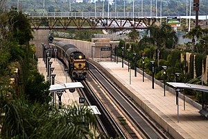 A train arrives at Nador station, Morocco