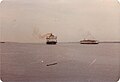 The SS Naushon passing the MV Uncatena in Nantucket harbor, September 1979.