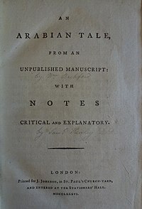 Titulní strana prvního anglického vydáni z roku 1786