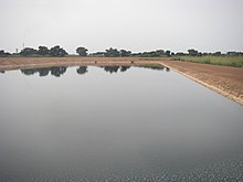 Wastewater stabilization ponds are generally used as a primary treatment, and are inefficient at completely removing infectious agents. Wastewater stabilization pond (2963784219).jpg