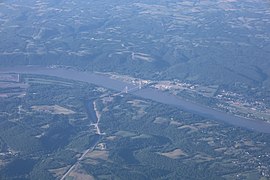 Aerial view of the William H. Harsha Bridge in 2021