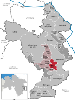 Läget för kommunen Wolsdorf i Landkreis Goslar