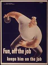 World War II era employment poster about the importance of fun "Fun, off the job keeps him on the Job" - NARA - 514789.jpg