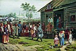 Fest på landsbygden av Illarion Prjanischnikov (1840–1894), 1870-talet