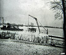 La crue de la Garonne en mars 1927 vue depuis les quais de Marmande.