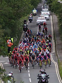 The riders approaching Charlbury on stage 3