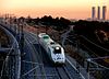 A test train on the Madrid–Valladolid line shortly before the line opened