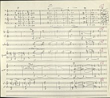 a page of music from the composer in 1983