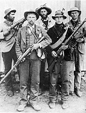 The first appearance and use of the term "commando" was taken from the Afrikaner guerilla units known as "Kommandos" in South Africa during the Second Boer War of 1899-1902 Afrikaner Commandos2.JPG