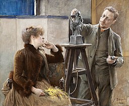 Working on the statue Echo with his sculptor wife Antoinette, Albert Edelfelt, 1886