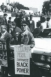Activist Richard Aoki at a Black Panther Party rally Aoki at a Panther Rally (cropped).jpg