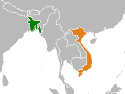 মানচিত্র Bangladesh এবং Vietnam অবস্থান নির্দেশ করছে