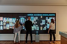 A digital display highlighting works released as part of the Open Access initiative. CMA ArtLens Wall OpenAccess Highlights.jpg