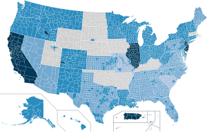 States, territories, and counties that issued a stay-at-home order:
.mw-parser-output .legend{page-break-inside:avoid;break-inside:avoid-column}.mw-parser-output .legend-color{display:inline-block;min-width:1.25em;height:1.25em;line-height:1.25;margin:1px 0;text-align:center;border:1px solid black;background-color:transparent;color:black}.mw-parser-output .legend-text{}
Came into effect between March 15 and 21
Came into effect between March 22 and 28
Came into effect between March 29 and April 4
Came into effect between April 5 and 11
No order ever issued
Full map including municipalities COVID-19 outbreak USA stay-at-home order county map.svg