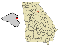 Location in Clarke County and the state of جورجیا
