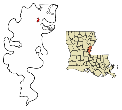 Расположение Ferriday в округе Конкордия, штат Луизиана.