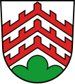 Gemeinde Zell In Silber über grünem Dreiberg übereinander drei oben gezinnte Sparren.