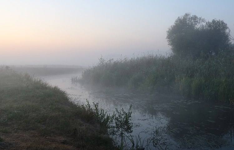 Река Десна (Десенка), приток Южного Буга на рассвете. Украина, Винницкий район