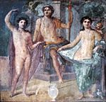 Fresco from Pompeii - Jupiter enthroned with Mars and Venus.JPG