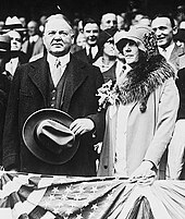 President and Mrs. Hoover at Shibe for the 1929 World Series, 18 days prior to Black Tuesday HooverAtShibe1929WS.jpg