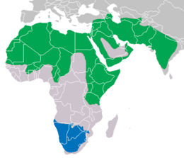 Elterjedési területük (a zöld a csíkosé, míg a kék a barnáé)