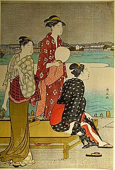 Thưởng gió mát bên bờ sông Hama Kiyonaga, k. 1785