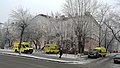 Yellow Reanimobil at a Ambulance station