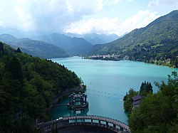 Lake Barcis seen from the Skywalk on the Dint trail