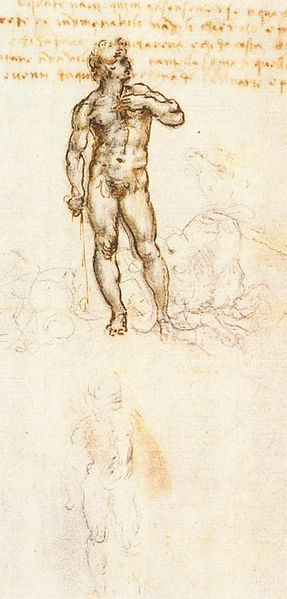 File:Leonardo da vinci, Study of David by Michelangelo (detail).jpg
