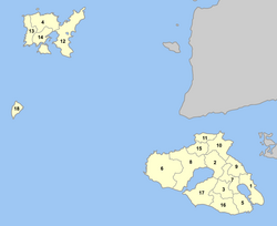 Расположение муниципалитетов в префектуре Лесбос