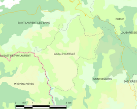 Mapa obce Laval-d’Aurelle