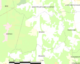 Mapa obce Bunzac