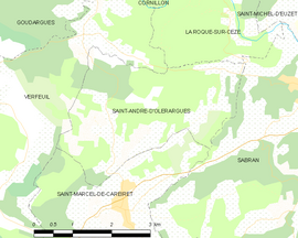 Mapa obce Saint-André-d’Olérargues