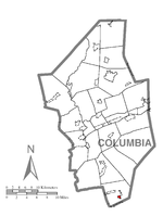 Map showing Centralia in Columbia County