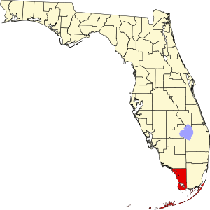 Kort over Florida med Monroe County markeret.