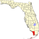 Harta statului Florida indicând comitatul Monroe