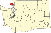 Map of Vašington highlighting San Juan County