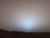 Solnedgång på planeten Mars.