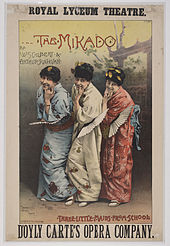 Advertising poster for the comic opera The Mikado, which was set in Japan (1885) Mikado 02 - Weir Collection.jpg
