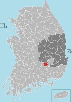 高灵郡在韩国及庆尚北道的位置