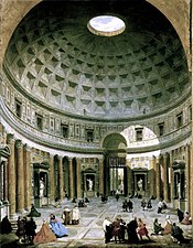 Interior do Panteão no século XVIII (pintura de  Giovanni Panini.)