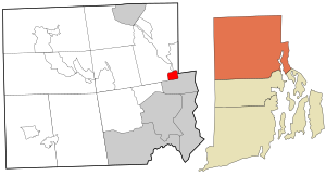 Расположение в графстве Провиденс и штате Род-Айленд.