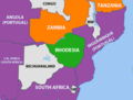 Image 8The geopolitical situation during the Rhodesian Bush War in 1965 – countries friendly to the nationalists are coloured orange. (from Zambia)