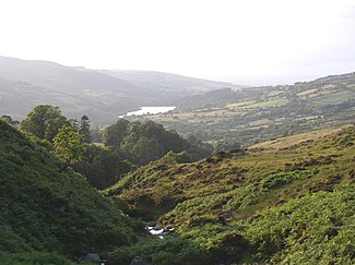 The valley looking north along the River Dodder, the Bohernabreena Reservoir can be seen in the distance