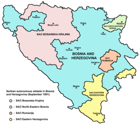 Localização de Oblast Autônomo Sérvio da Herzegovina