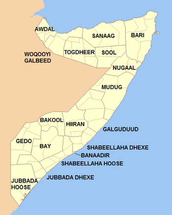Français : Régions composant la Somalie
