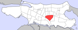 Location of Sagrado Corazón within the District of Santurce