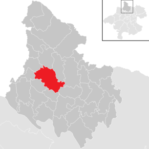 Lage der Gemeinde Sarleinsbach im Bezirk Rohrbach (anklickbare Karte)