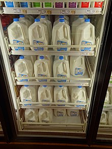 After a brief rise following the Great Recession of 2008-9, milk prices crashed again in the late 2010s to well under $3 a gallon at major grocers in the United States. Skim milk price at $1.69 gallon Wegmans 2018.jpg