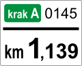 Kilometertafel an Autobahnzubringern